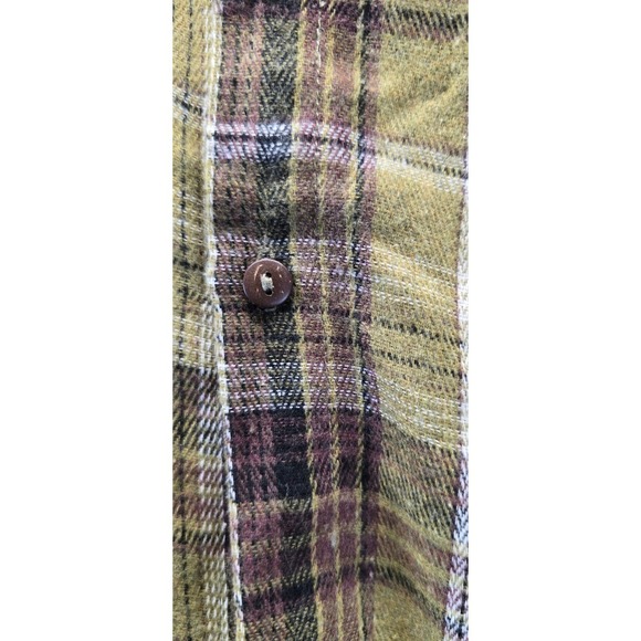 Womens Plaid Flannel Look Shirt Medium Olive Green Brown NEW Long Sleeve - Picture 4 of 7